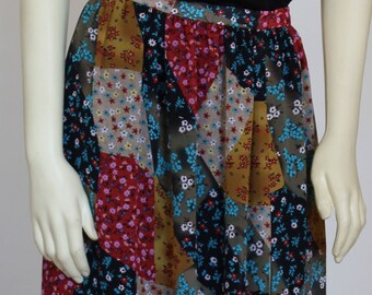 Multi-Colored Floral Chiffon Skirt For Women, Maxi Full Skirt With Pockets & Slit, Custom Handmade