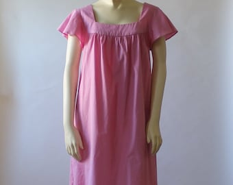 Pink Cotton Poplin Dress: Square Neck Shift Dress with Pockets