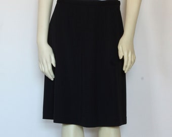 Black Matte Jersey Knit Skirt For Women, Knee Length Summer Skirt, A-line Flared Custom Handmade