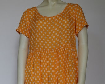 Yellow Cotton Rayon Sundress For Women, Knee Length Summer Dress With Pockets, Casual Loose Handmade