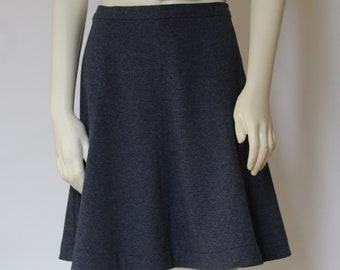 Heather Gray Cotton Knit Skirt For Women, Knee Length Gore Skirt, Swing Custom Handmade