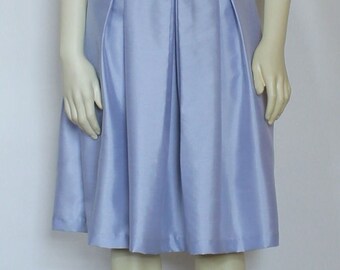 Lilac Rayon Blend Pleated Skirt For Women, Knee Length Formal Skirt With Pockets, Bridal Custom Handmade