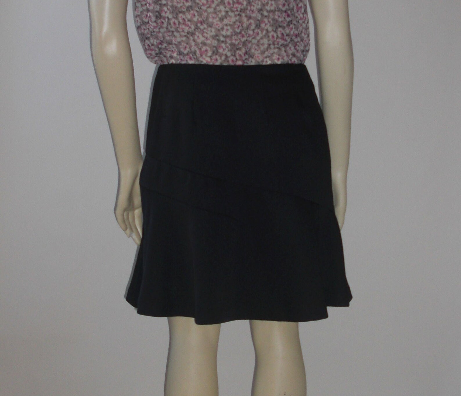 black knee length flared skirt