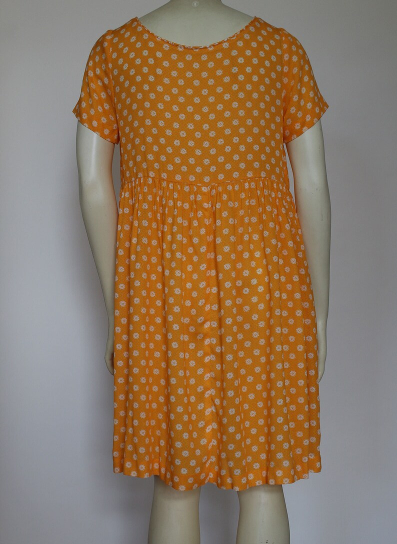 Yellow Cotton Rayon Sundress For Women, Knee Length Summer Dress With Pockets, Casual Loose Handmade image 4