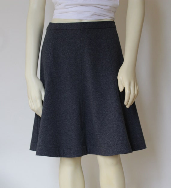 Black Cotton Flax Knee Length Skirt, Customizable Skirt, Mid-rise