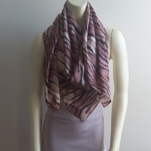 Women,s Square Satin Scarf, Polyester Fall Oversized Beige/Brown