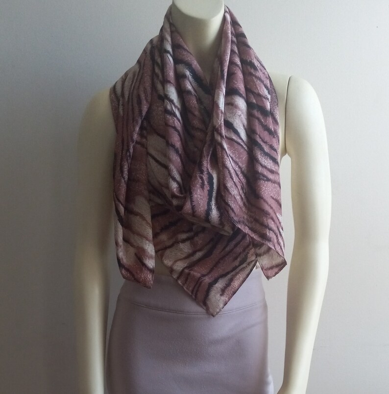 Women,s Square Satin Scarf, Polyester Fall Oversized Beige/Brown