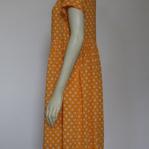 Yellow Cotton Rayon Sundress For Women, Knee Length Summer Dress With Pockets, Casual Loose Handmade image 3