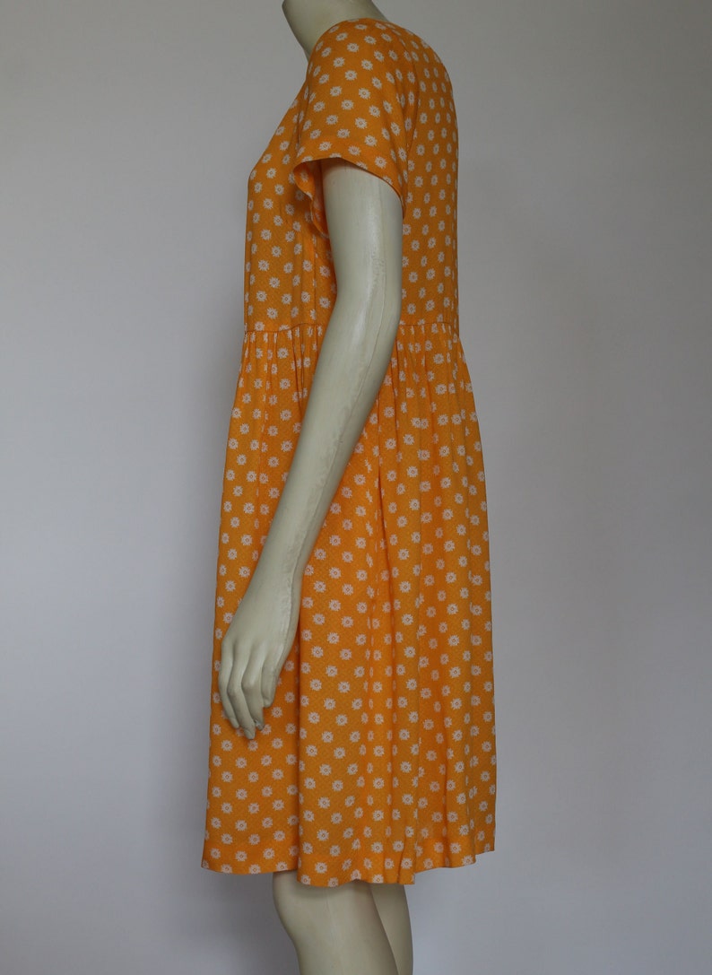 Yellow Cotton Rayon Sundress For Women, Knee Length Summer Dress With Pockets, Casual Loose Handmade image 3