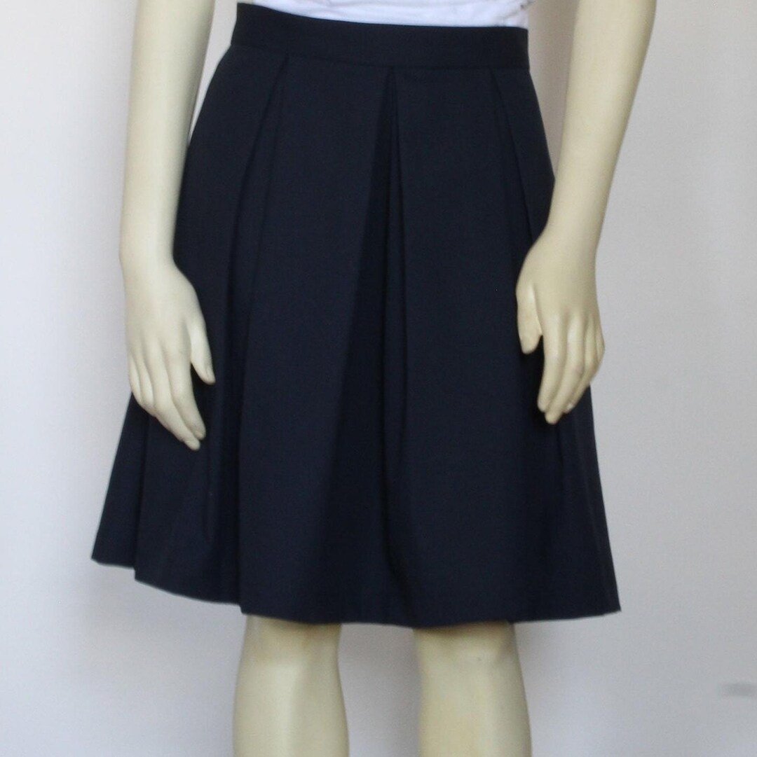 Women's Ripstop Cotton Pleated Skirt, Knee Length Uniform With