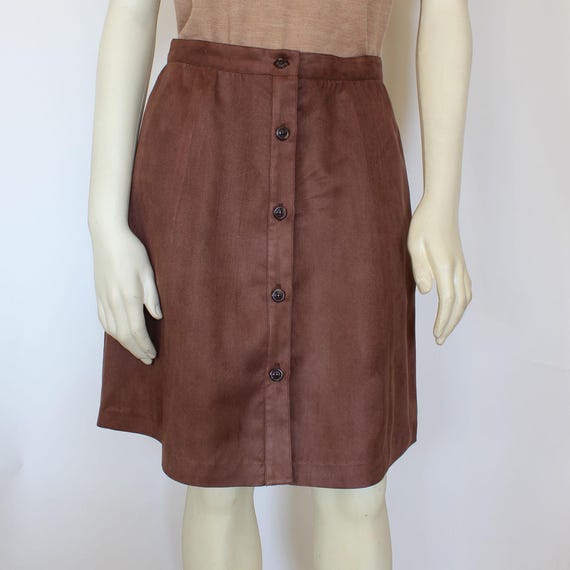 Buy Brown Faux Suede Button Skirt for Women Fall Knee Length Casual Skirt With Pockets Handmade A line Waist 29 Online in India Etsy