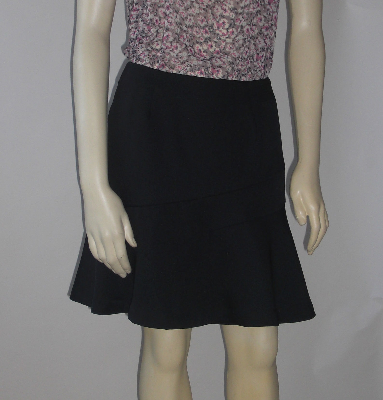 black knee length flared skirt