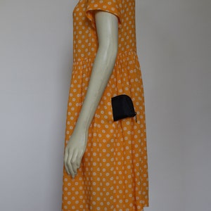 Yellow Cotton Rayon Sundress For Women, Knee Length Summer Dress With Pockets, Casual Loose Handmade image 2