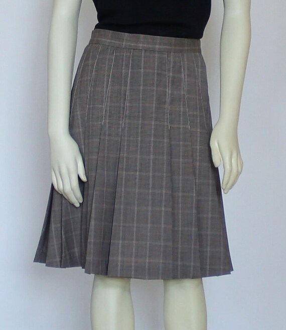 Beige Black Plaid Wool Skirt for Women Knee Length Stitched Pleated Skirts Fall Winter Custom Handmade Etsy Canada
