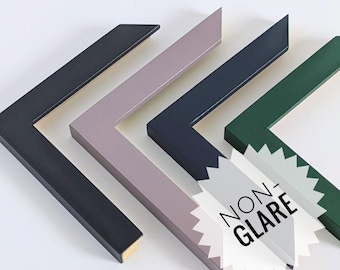 NON-GLARE | Custom Solid Wood Frame (1"w) | with non-glare acrylic (plexiglass) upgrade | hand painted poplar wood | custom sizes up to 28"