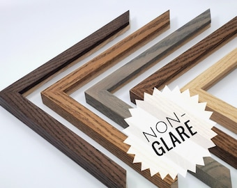 EXTRA THIN Custom Oak Wood Frame (3/4"w) | Non-glare Acrylic (plexiglass) Upgrade | Choose your size and stain