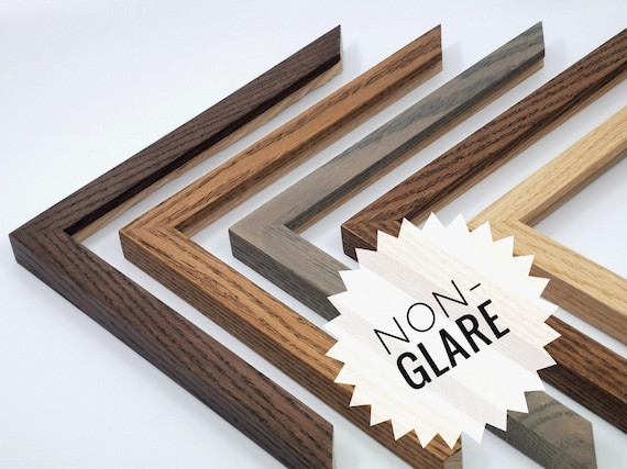 EXTRA THIN Custom Oak Wood Frame (3/4"w) | Non-glare Acrylic (plexiglass) Upgrade | Choose your size and stain
