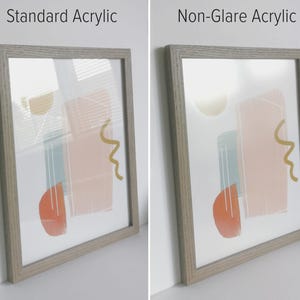 NON-GLARE | Stained Oak Wood Frame (1"w) | with non-glare acrylic (plexiglass) upgrade | handmade | available in custom sizes up to 28" image 6