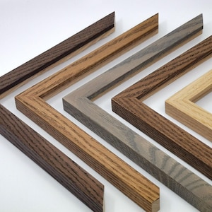 EXTRA THIN Stained Oak Wood Frame (3/4"w) | with STANDARD premium framing grade acrylic (plexiglass) | available in custom sizes up to 28"