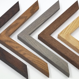 Stained Oak Wood Frame (1&quot;w) with standard acrylic (plexiglass) | handmade | available in custom sizes and colours - made in Canada