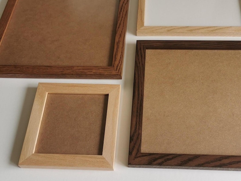NON-GLARE | Stained Oak Wood Frame (1"w) | with non-glare acrylic (plexiglass) upgrade | handmade | available in custom sizes up to 28" image 5