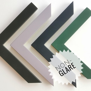 NON-GLARE - Custom Wood Frame (1&quot;w) - modern style - hand painted - sizes up To Max. 24&quot;L - made in Canada