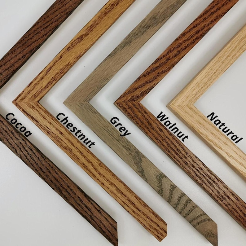EXTRA THIN Custom Oak Wood Frame (3/4"w) | Non-glare Acrylic (plexiglass) Upgrade | Choose your size and stain image 12