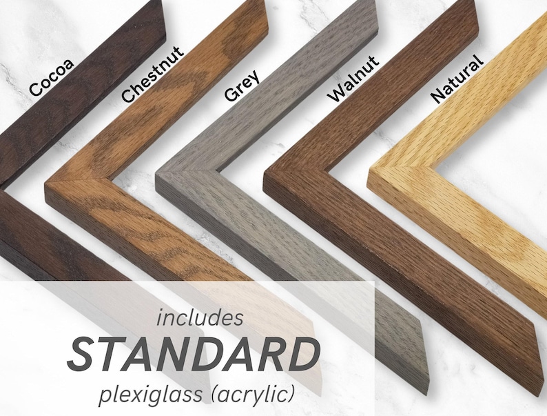 Stained Oak Wood Frame (1"w) | with STANDARD premium framing grade acrylic (plexiglass) | handmade | available in custom sizes up to 28" image 11