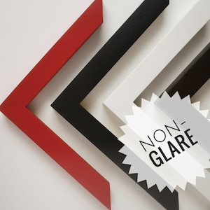 NON-GLARE | Solid Wood Frame (1"w) | with non-glare acrylic (plexiglass) upgrade | hand painted poplar wood | custom sizes up to 28"