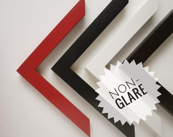 NON-GLARE | Solid Wood Frame (1"w) | with non-glare acrylic (plexiglass) upgrade | hand painted poplar wood | custom sizes up to 28"