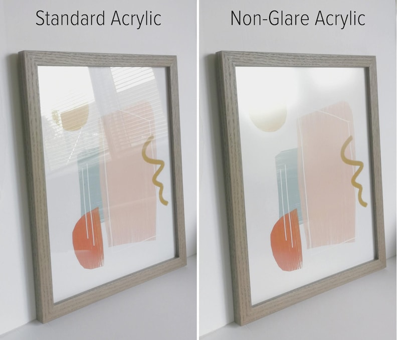 EXTRA THIN Custom Oak Wood Frame (3/4"w) | Non-glare Acrylic (plexiglass) Upgrade | Choose your size and stain image 7