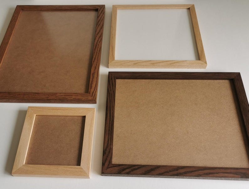 Stained Oak Wood Frame (1"w) | with STANDARD premium framing grade acrylic (plexiglass) | handmade | available in custom sizes up to 28" image 2