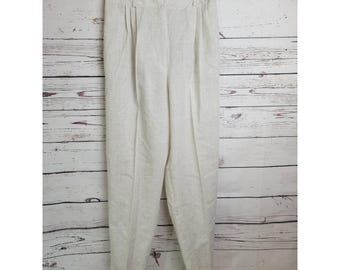 Vtg Siblings Womens Pleated Tapered leg Pants Beige High Waist Classic 80s Sz 13