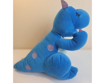 1991 Commonwealth Dinosaur Plush Blue Dino Stuffed Animal Vintage 90s Toy Rare