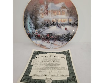 Bradford Ex. Thomas Kinkade Sammelteller Weihnachten All Friends Welcome 20 cm
