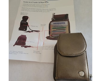 New Travelon Small Cell Phone Wallet Bronze Leather Crossbody Belt Bag Travel