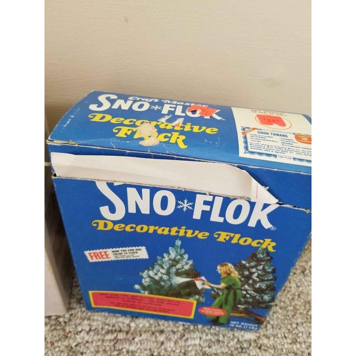VTG Sno Flok Flocking two 1 lb boxes plus applicator craft Etsy