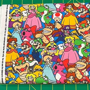 Mario Packed Licensed Cast Peach Donkey Luigi 100% Cotton Fabric | Fat Quarter, Half Yard