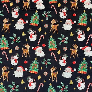 Nostalgic Santa Snowman Christmas 100% Cotton Fabric | Fat Quarter, Half Yard