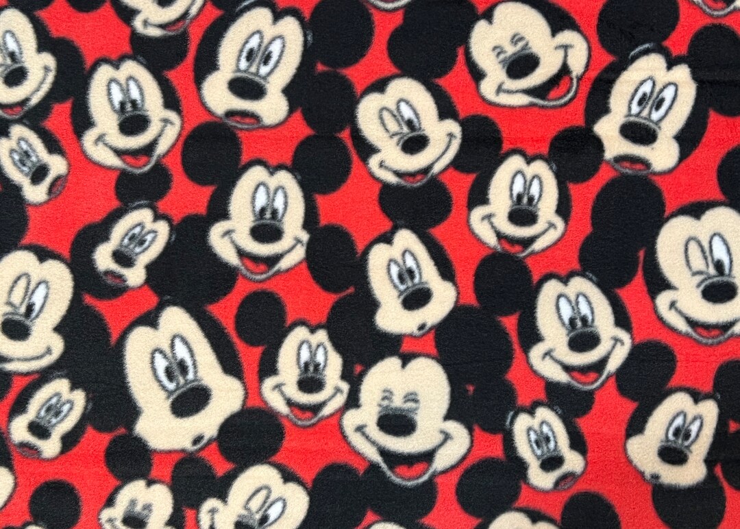 FLEECE Mickey Mouse Faces Fabric by the Yard, Half Yard, Mickey ...
