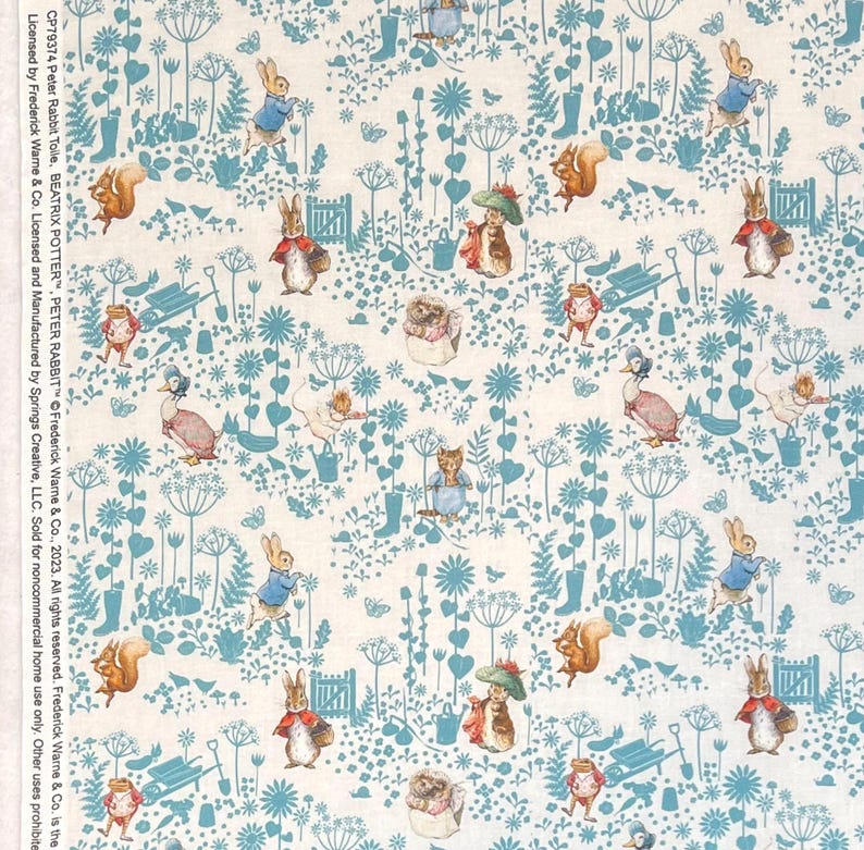 Peter Rabbit™ Licensed Garden Toile Springs Creative 100% Cotton Fabric ...
