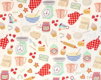 Bakers Kitchen Strawberry Jam & Cakes 100% Cotton Fabric | Fat Quarter, Half Yard