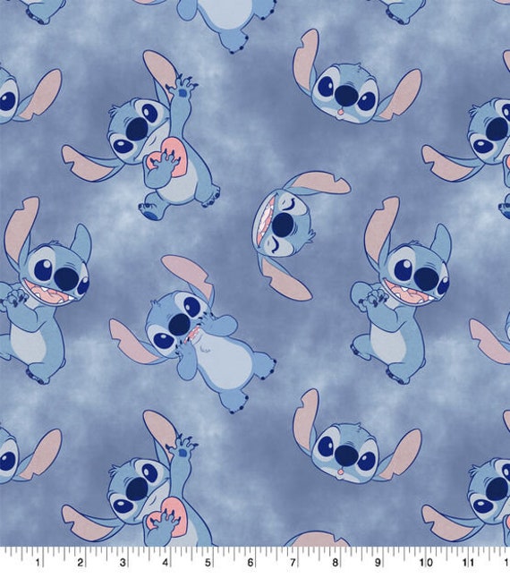 Lilo & Stitch And Angel Watercolor Disney Cotton Fabric by the 1/4