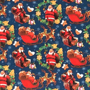 Santa Claus Christmas Eve 100% Cotton Fabric | Fat Quarter, Half Yard