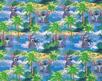 Stitch Allover & Palm Trees 100% Cotton Fabric | Fat Quarter, Half Yard