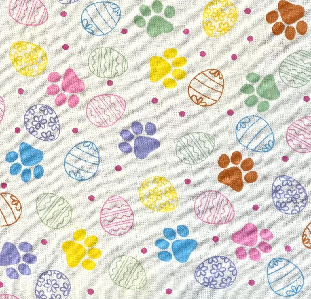 Dog Paw Prints and Easter Eggs 100% Cotton Fabric | Precut Fat Quarter ...
