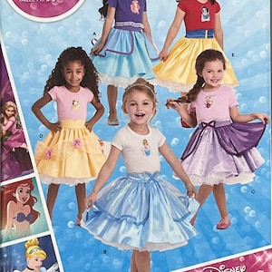 Princess Skirt Sewing Pattern, Character Girls Skirts, Cinderella Belle Rapunzel Ariel Snow White, Child Size 3-8, Simplicity 8627