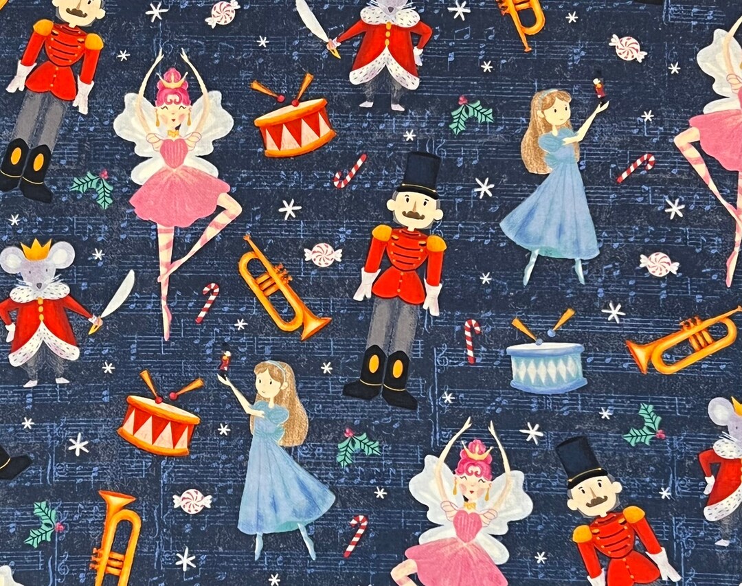 Nutcracker Christmas Fabric by Half Yard, Fat Quarter, Clara Sugar Plum