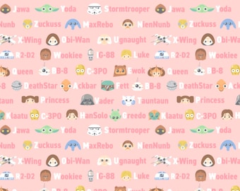 Star Wars Alphabet Pink Tonal 100% Cotton Fabric | Fat Quarter, Half Yard