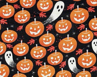 Haunted Pumpkins and Ghosts Halloween 100% Cotton Fabric | Fat Quarter, Half Yard